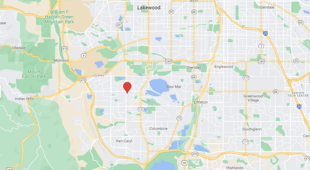 Screenshot of Google Maps that shows the location of ALJ Renovation in Denver, Colorado