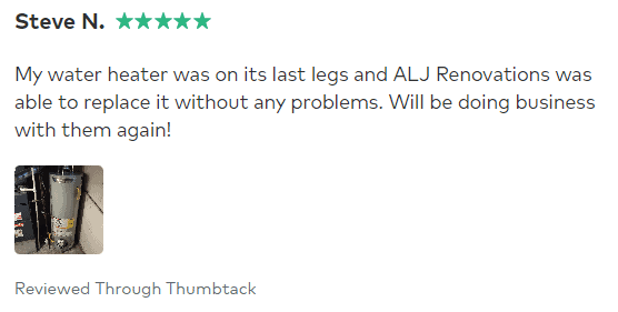 Screenshot of a Thumbtack review for ALJ Renovation made by Steve N