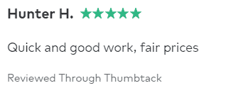 Screenshot of a Thumbtack review for ALJ Renovation made by Hunter H