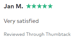 Screenshot of a Thumbtack review for ALJ Renovation made by Jan M