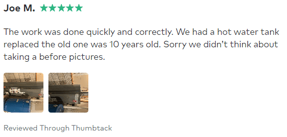 Screenshot of a Thumbtack review for ALJ Renovation made by Joe M